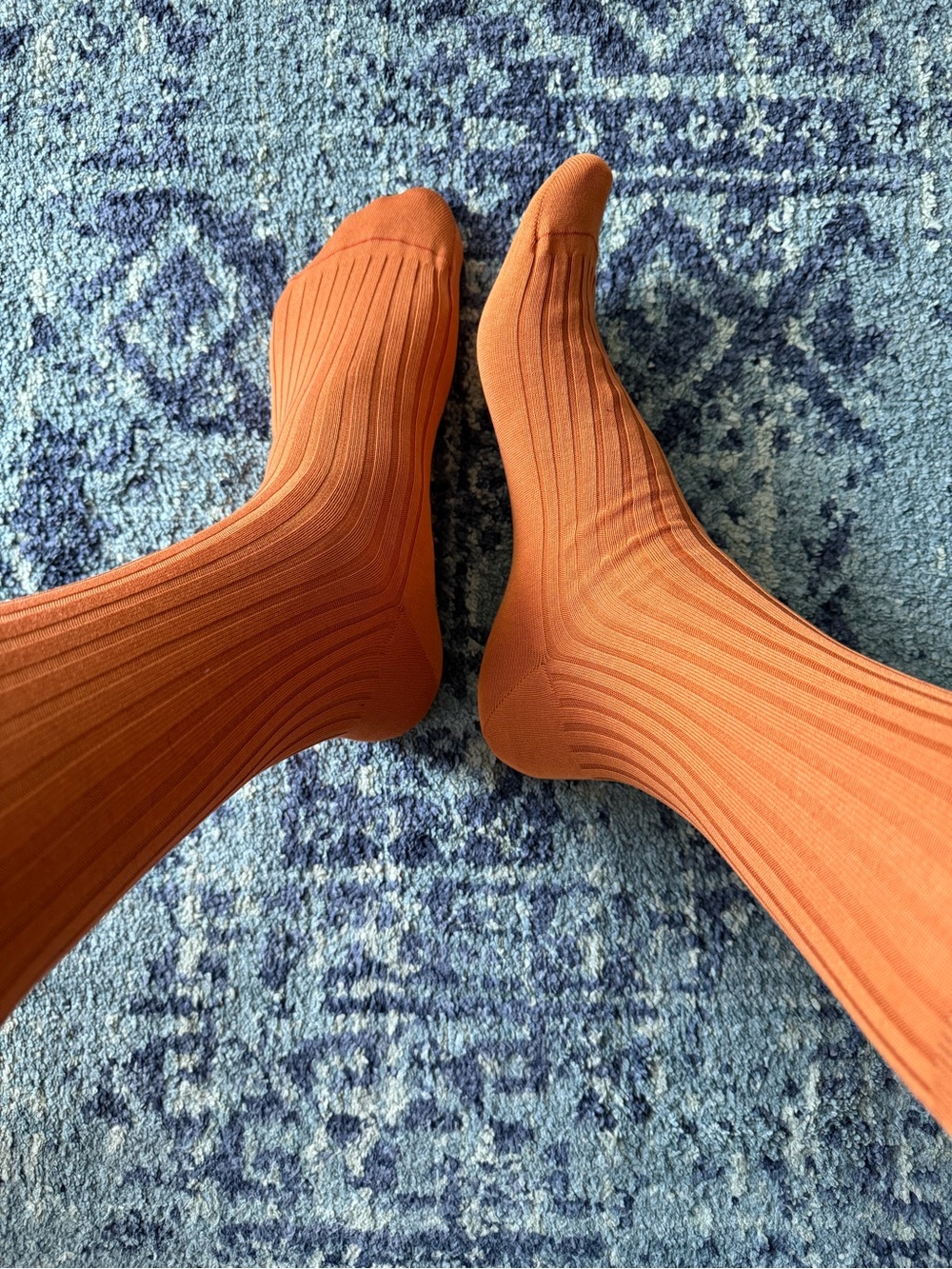 Pantherella Danvers Cotton Orange & Jockey Cotton Black Dress Socks Medium
